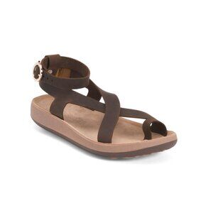 FANTASY SANDALS Taupe Made In Greece Leather Nicole Strappy Sandals
